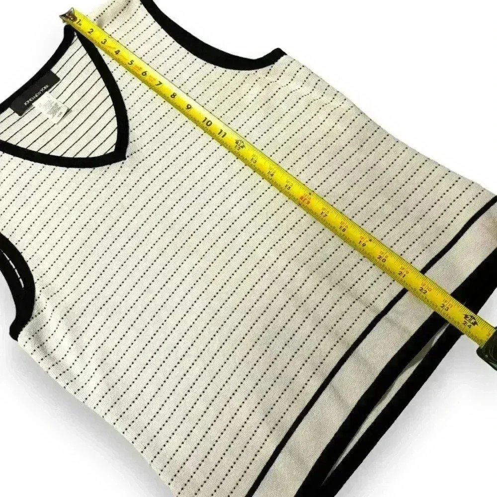 Jones New York V-Neck Lightweight Preppy Rib Knit Striped Sweater Vest Size Lg - Picture 7 of 11